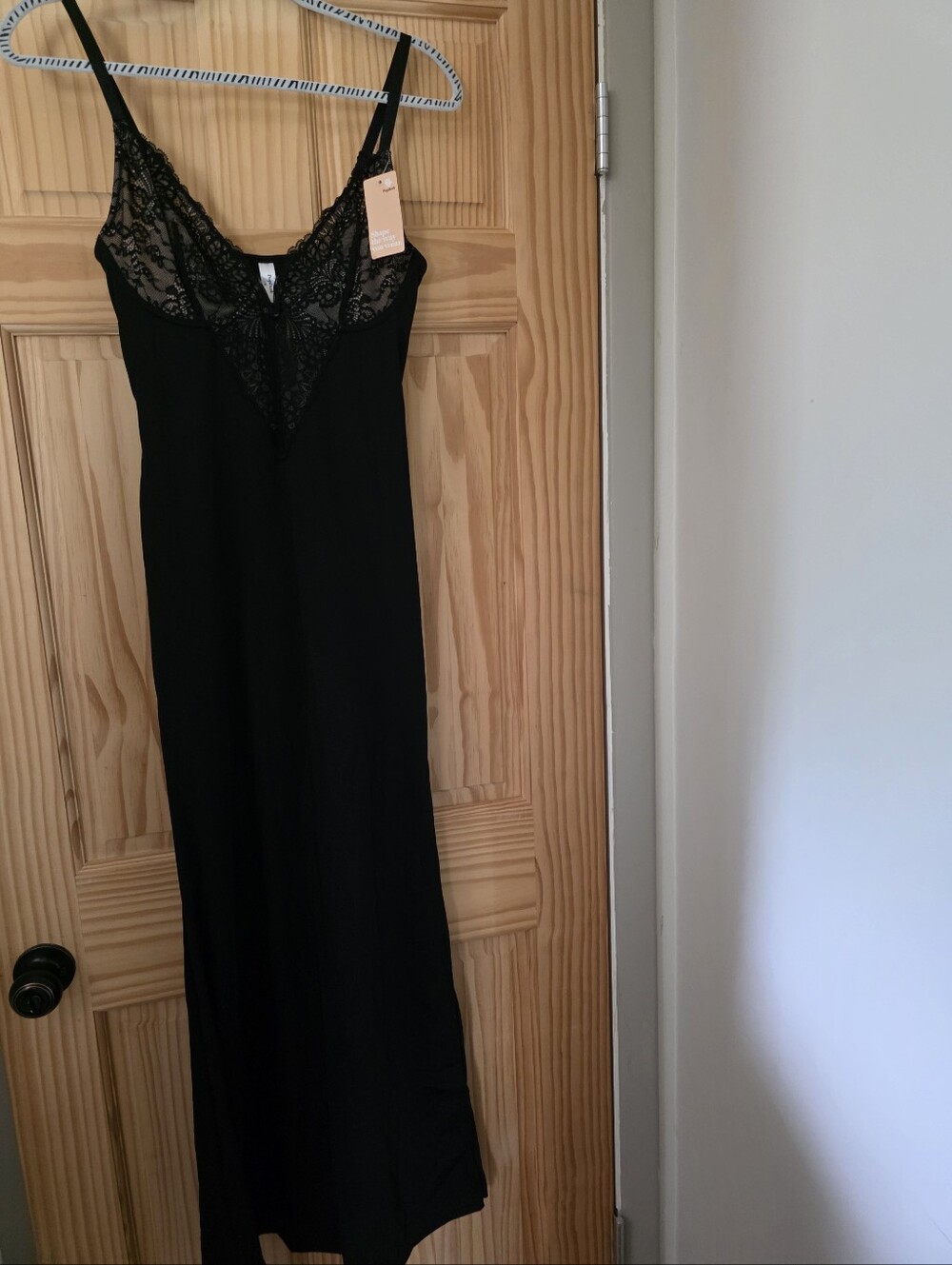 Black Lace-Trim Shapewear Slip Dress